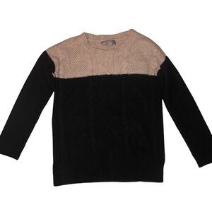 Ply Cashmere tan light brown and black 100% cashmere sweater
